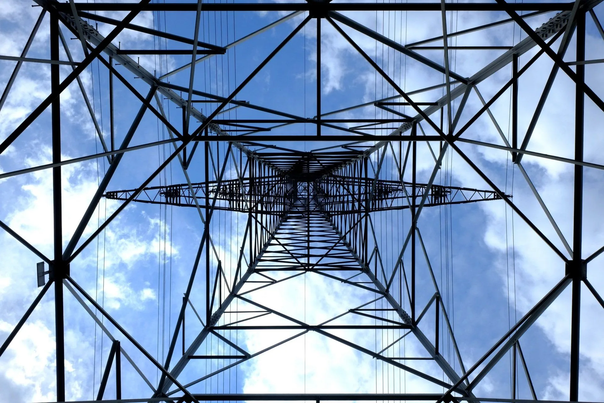 Electrical transmission tower against the sky